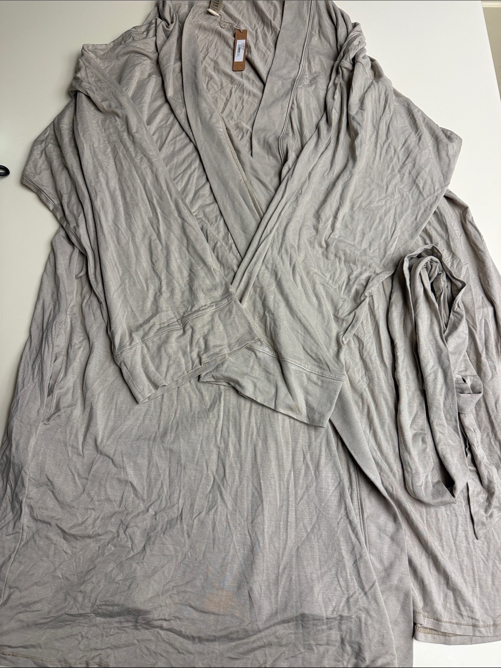 SKIMS Short Robe in Taupe with Belt 4X